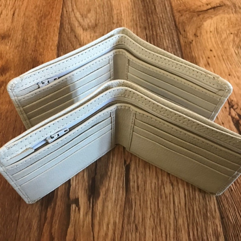 Lot 2 Men's White Wallet Supreme Genuine Leather